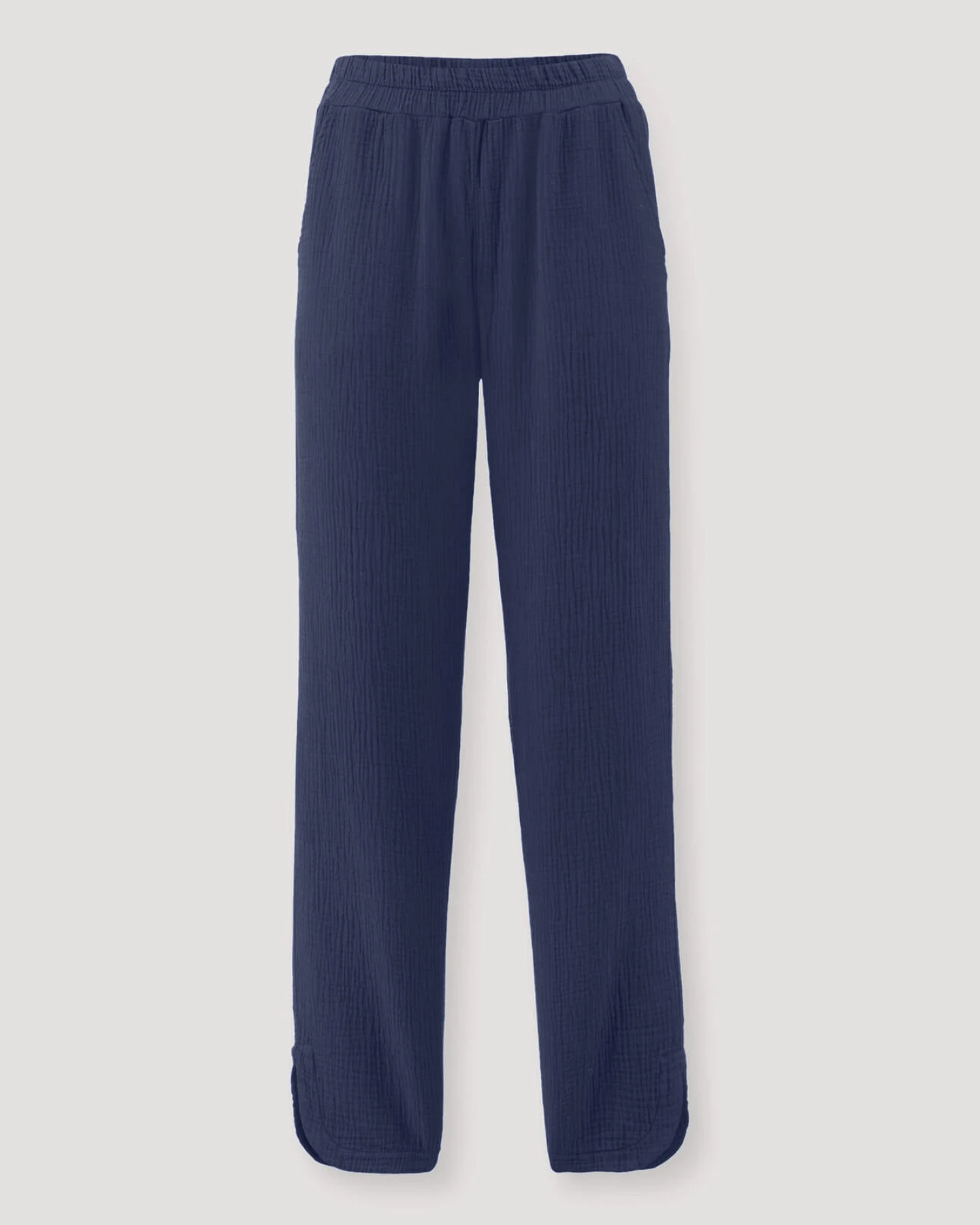 hessnatur Damen Musselin Schlafhose Regular PURE COMFORT aus Bio-Baumwolle - blau - Größe 46 – Ansicht 3