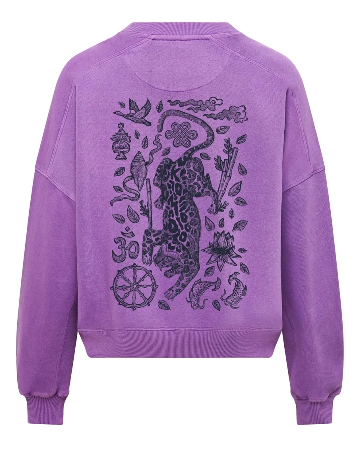 KOMODO Damen vegan Women's Sweatshirt Nepali Leopard Lila