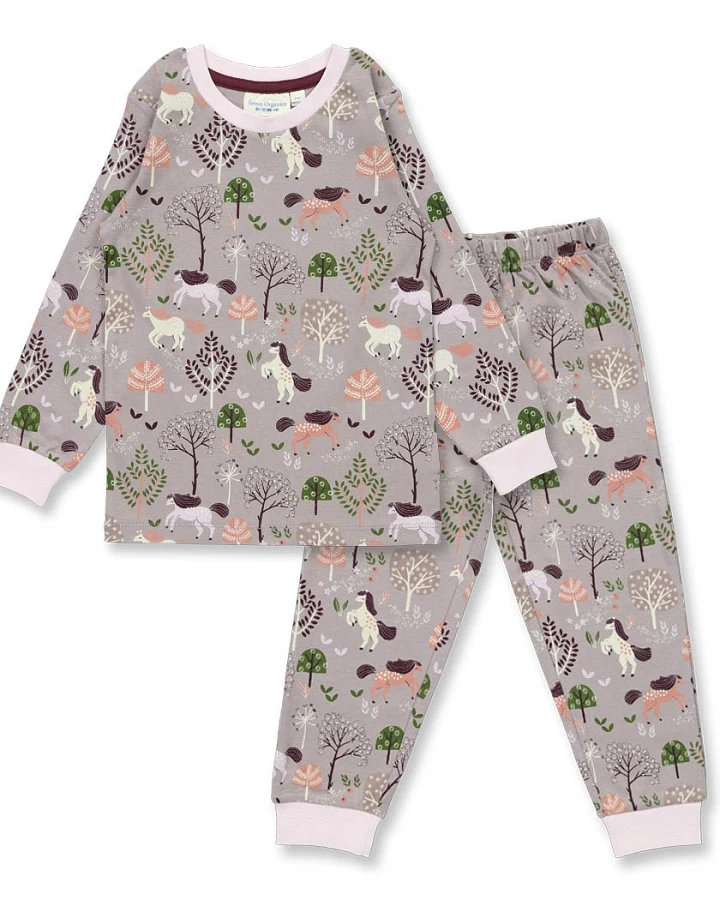 Kinder Schlafanzug mit Pferde-Motiv, Modell LONG JOHN