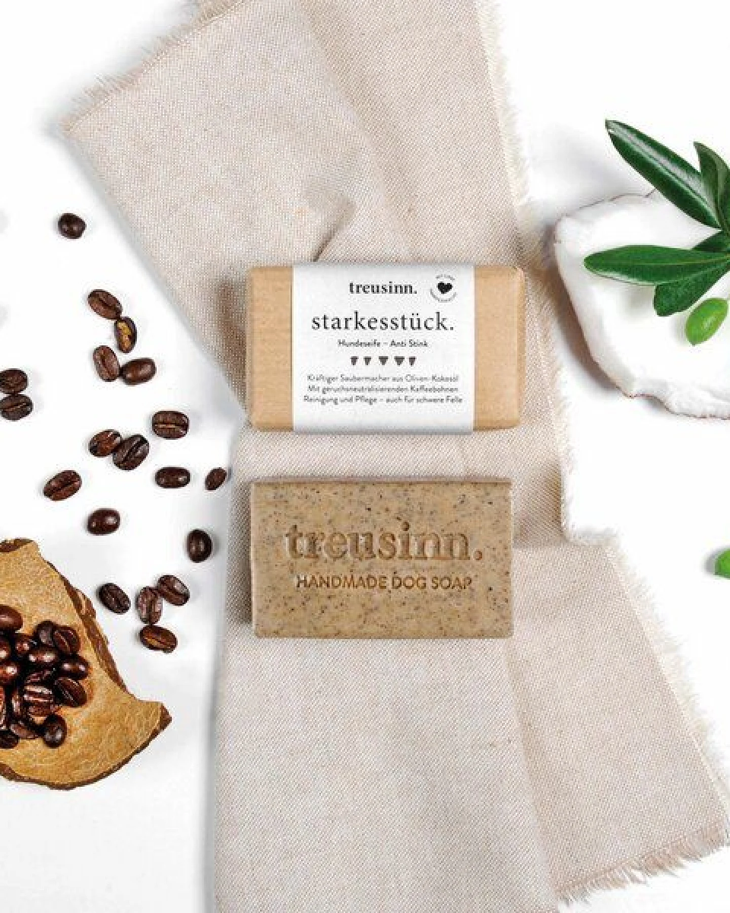 Treusinn Hundeseife STARKES STÜCK Anti Stink / Kräftige Fellseife aus Oliven-Kokosöl / 115 g – Ansicht 2