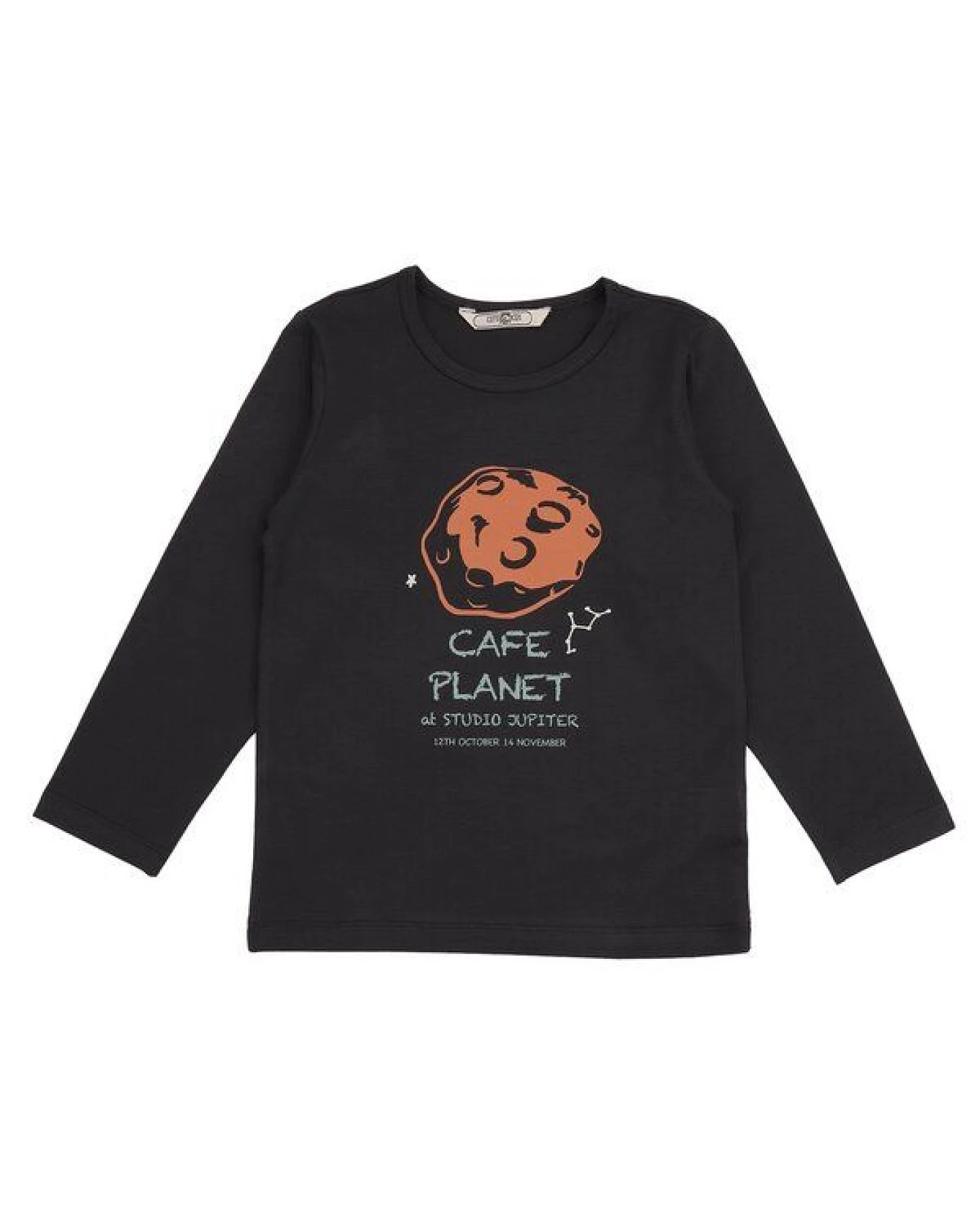 T-Shirt Kinder Baumwolle Our Universe anthrazit, kurzarm Shirt mit Weltraum Print für Schule, Freizeit & Abenteuer – Cotokids – Ansicht 2