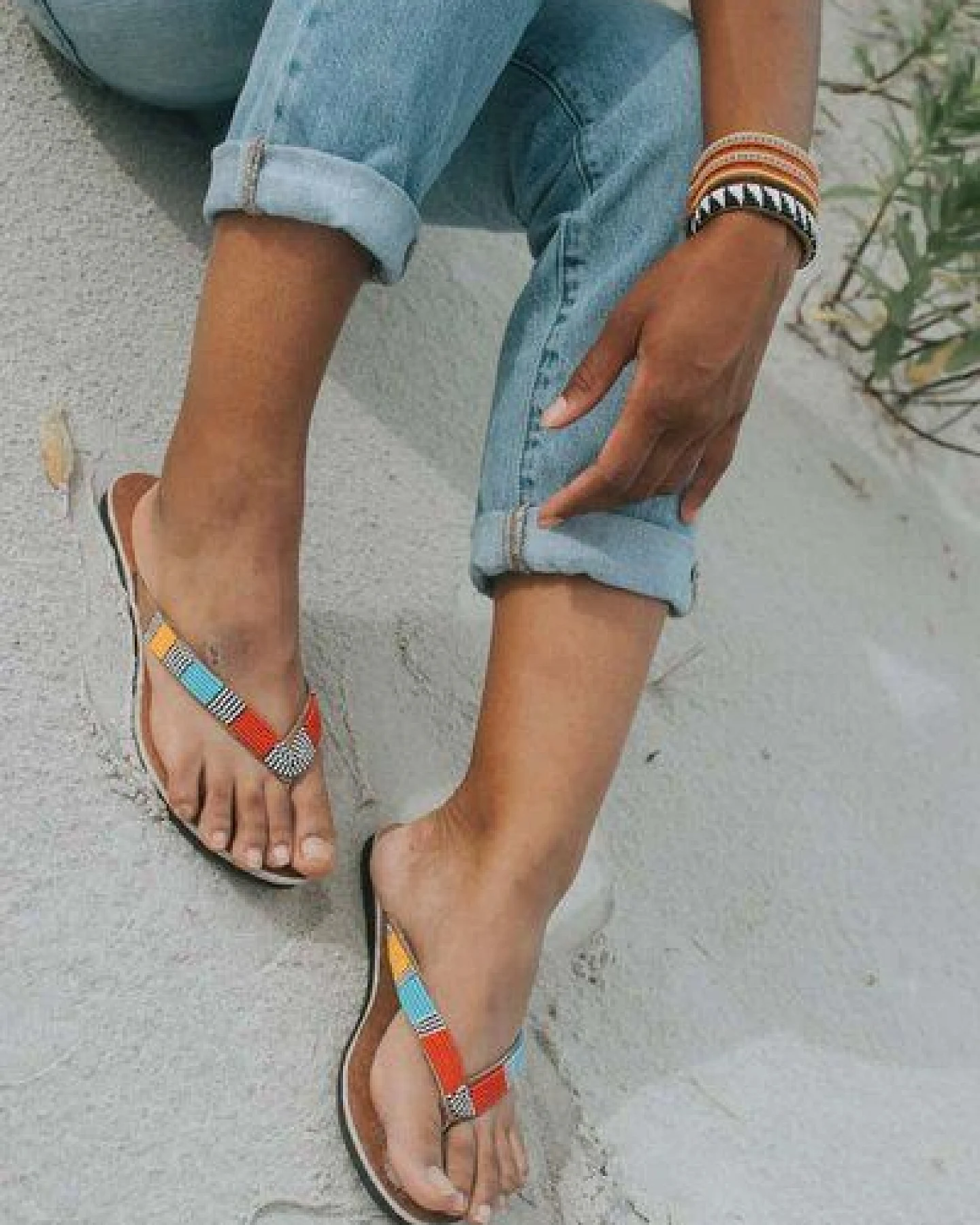 Swahili Coast Ledersandalen mit Perlen - ATLAS - Multi & Blue – Ansicht 4
