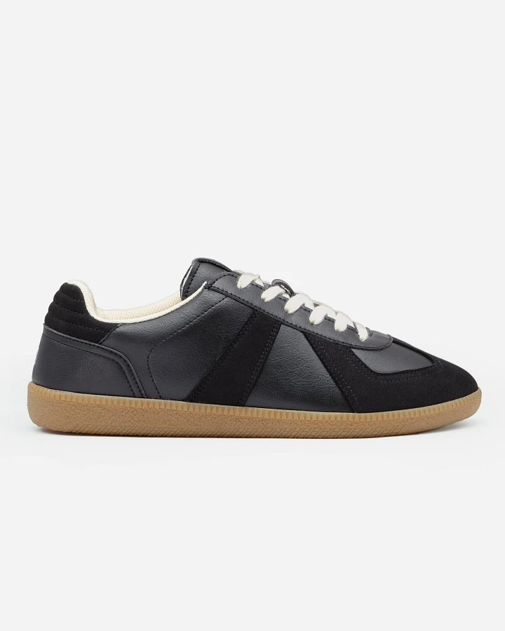 QURC Herren vegan Sneaker Army Trainer Schwarz