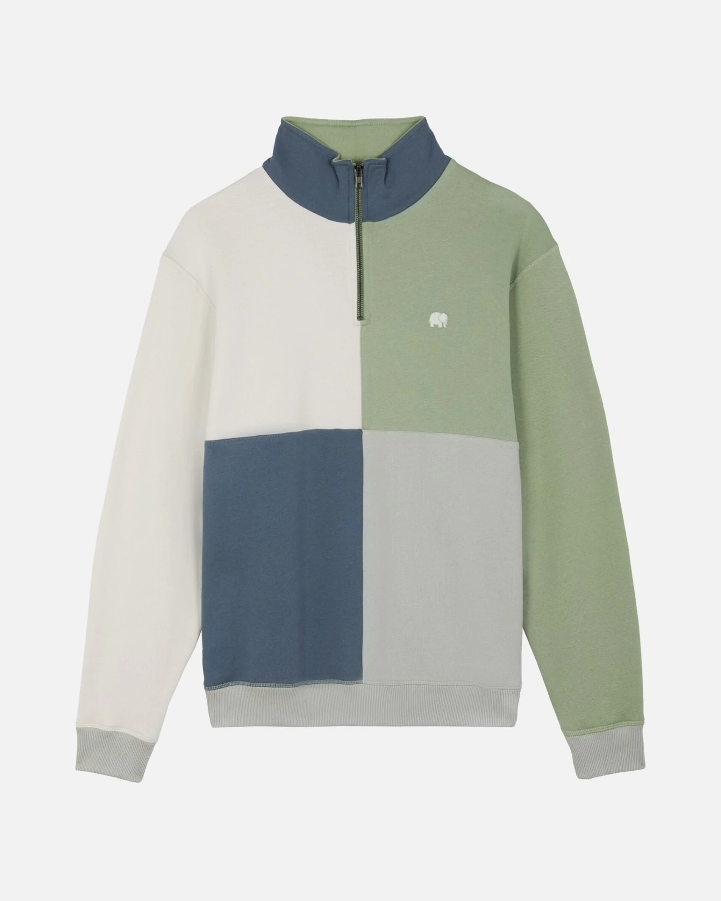 Trendsplant Herren vegan Sweatshirt Quarter Zip Color Blocked Salted Moss – Ansicht 2