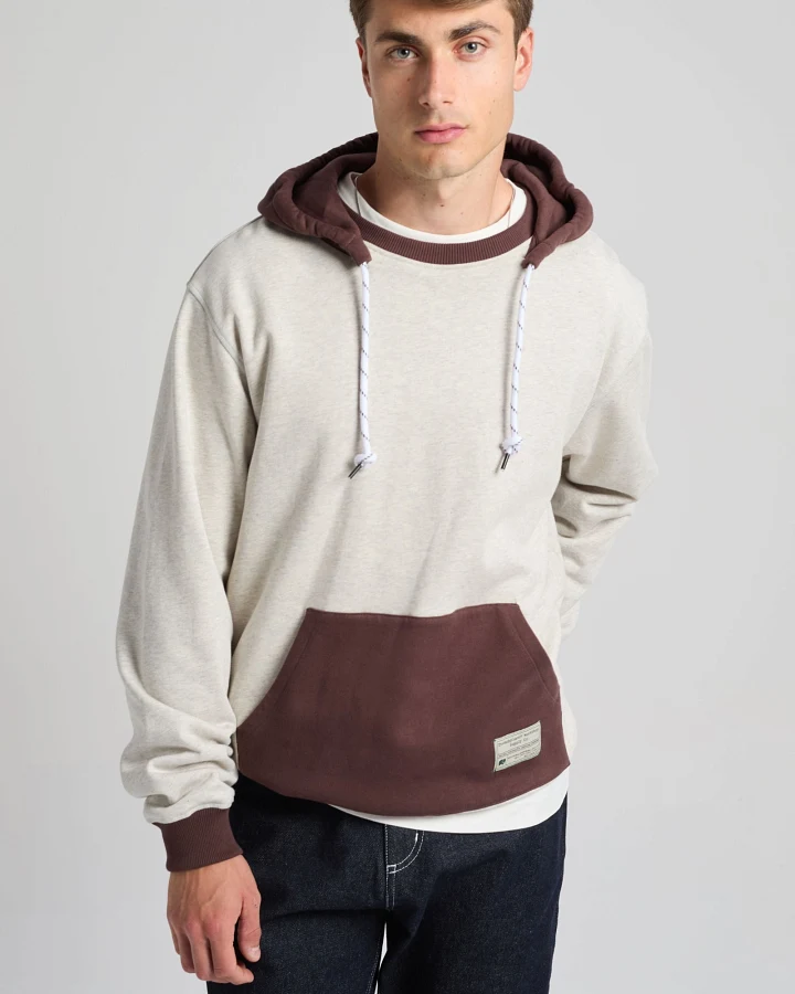 Trendsplant Herren vegan Oversize-Hoodie Warm Meliertes Grau/Kaffee