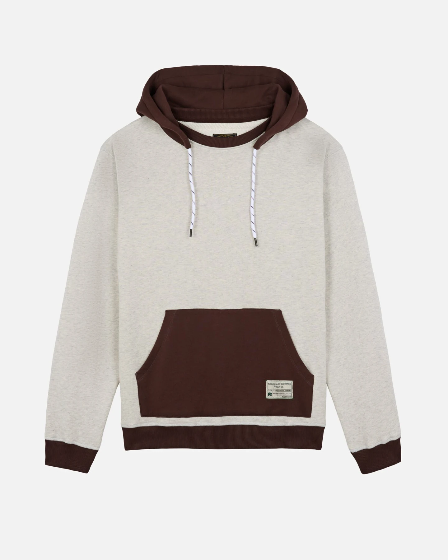 Trendsplant Herren vegan Oversize-Hoodie Warm Meliertes Grau/Kaffee – Ansicht 2