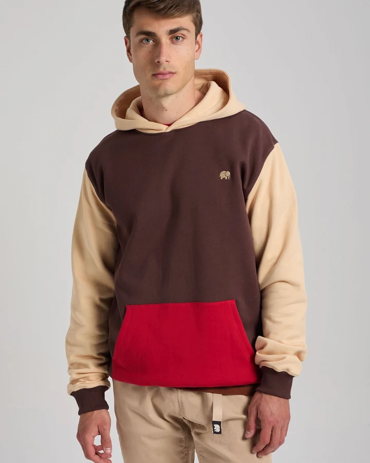 Trendsplant Herren vegan Hoodie Color Block Solemnity Brown