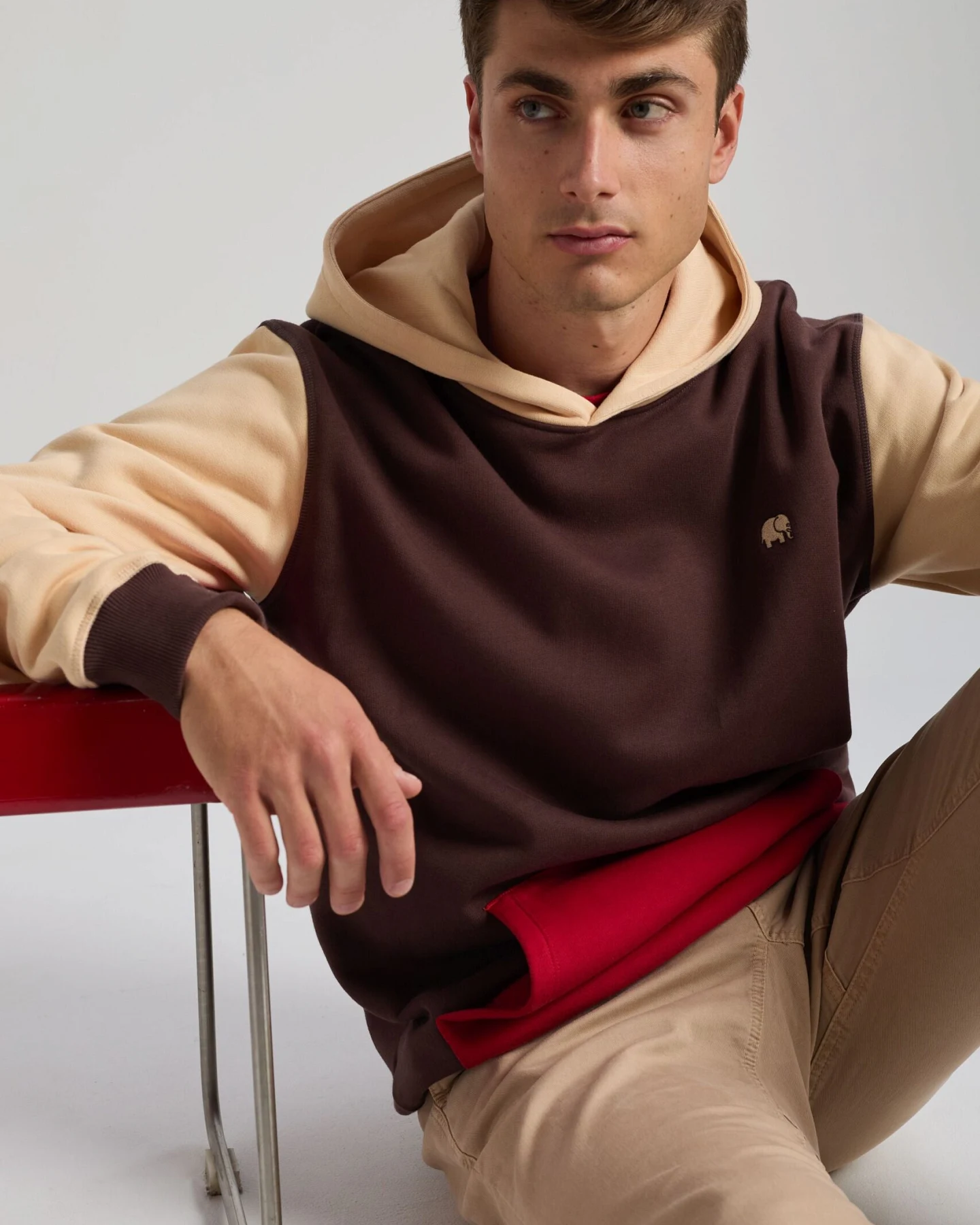 Trendsplant Herren vegan Hoodie Color Block Solemnity Brown – Ansicht 2