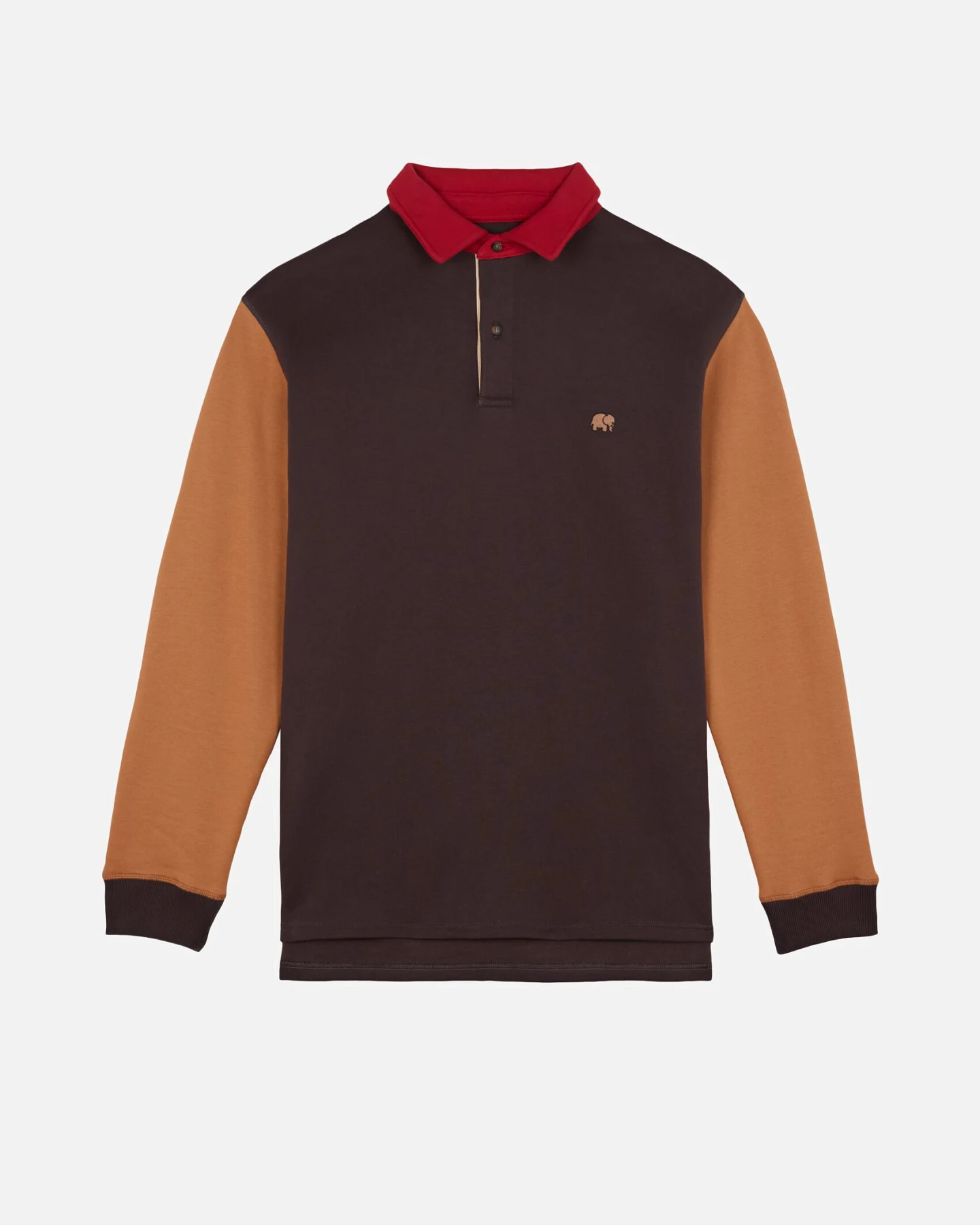 Trendsplant Herren vegan Polo Sweatshirt Color Block Solemnity In Braun – Ansicht 2