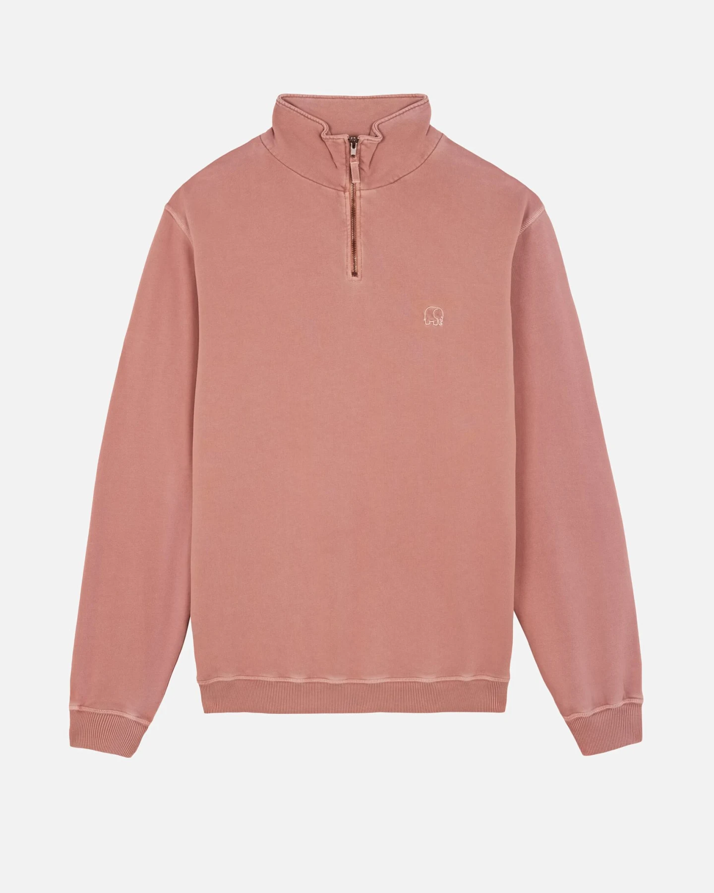 Trendsplant Herren vegan Sweatshirt Essential Sunwashed Quarter Zip Old Rose – Ansicht 2