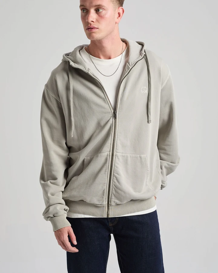 Trendsplant Herren vegan Reißverschluss Hoodie Essential Sonnengebleicht Naturgrau