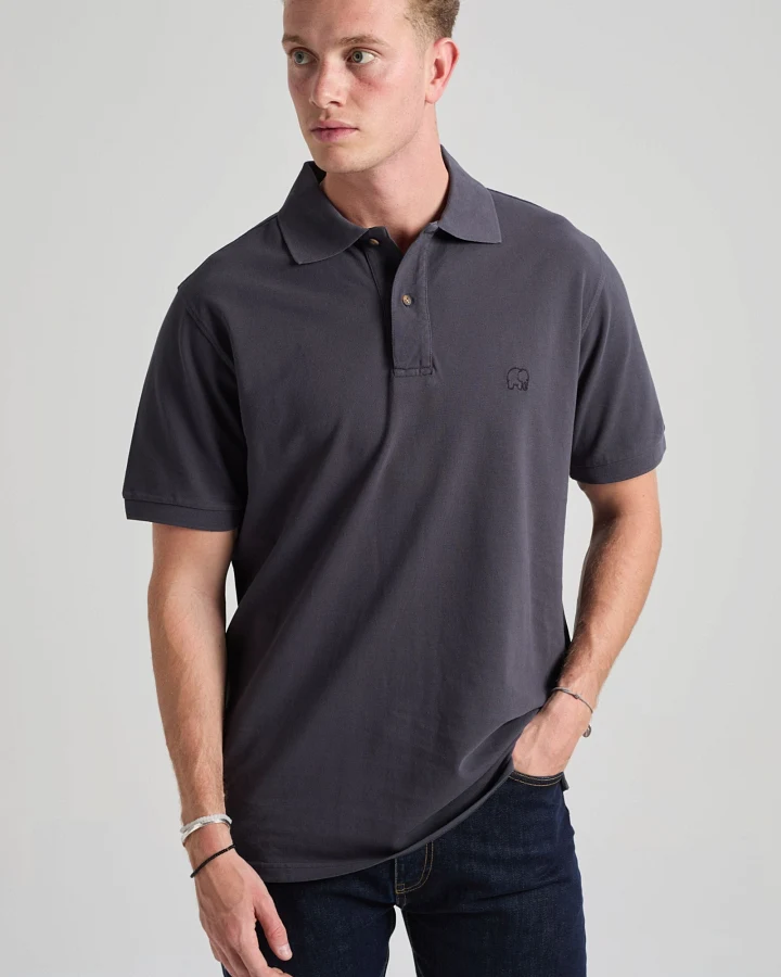 Trendsplant Herren vegan Polo Essential Bitumen Grey