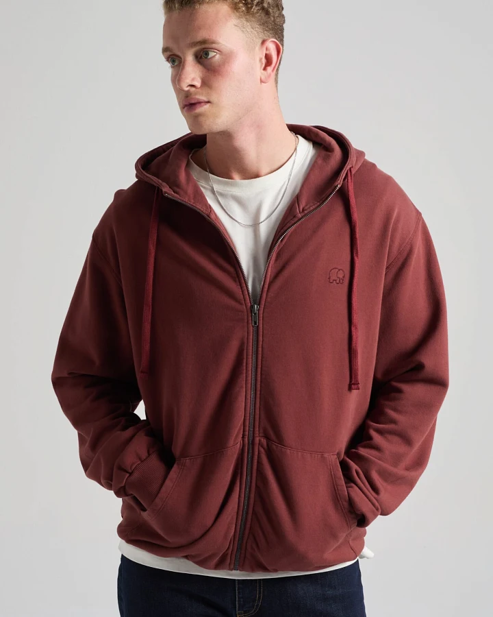 Trendsplant Herren vegan Zip Hoodie Essential Andorra Brown
