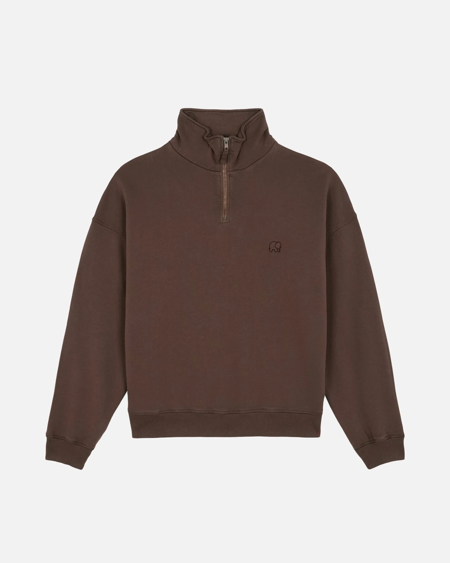 Trendsplant Damen vegan Sweatshirt Essential Quarter Zip Shaved Chocolate – Ansicht 2