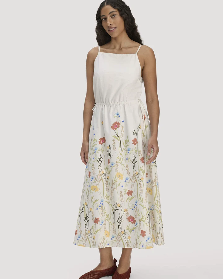 hessnatur Damen Kleid A-Linie Midi aus Bio-Baumwolle - natur - Größe 38