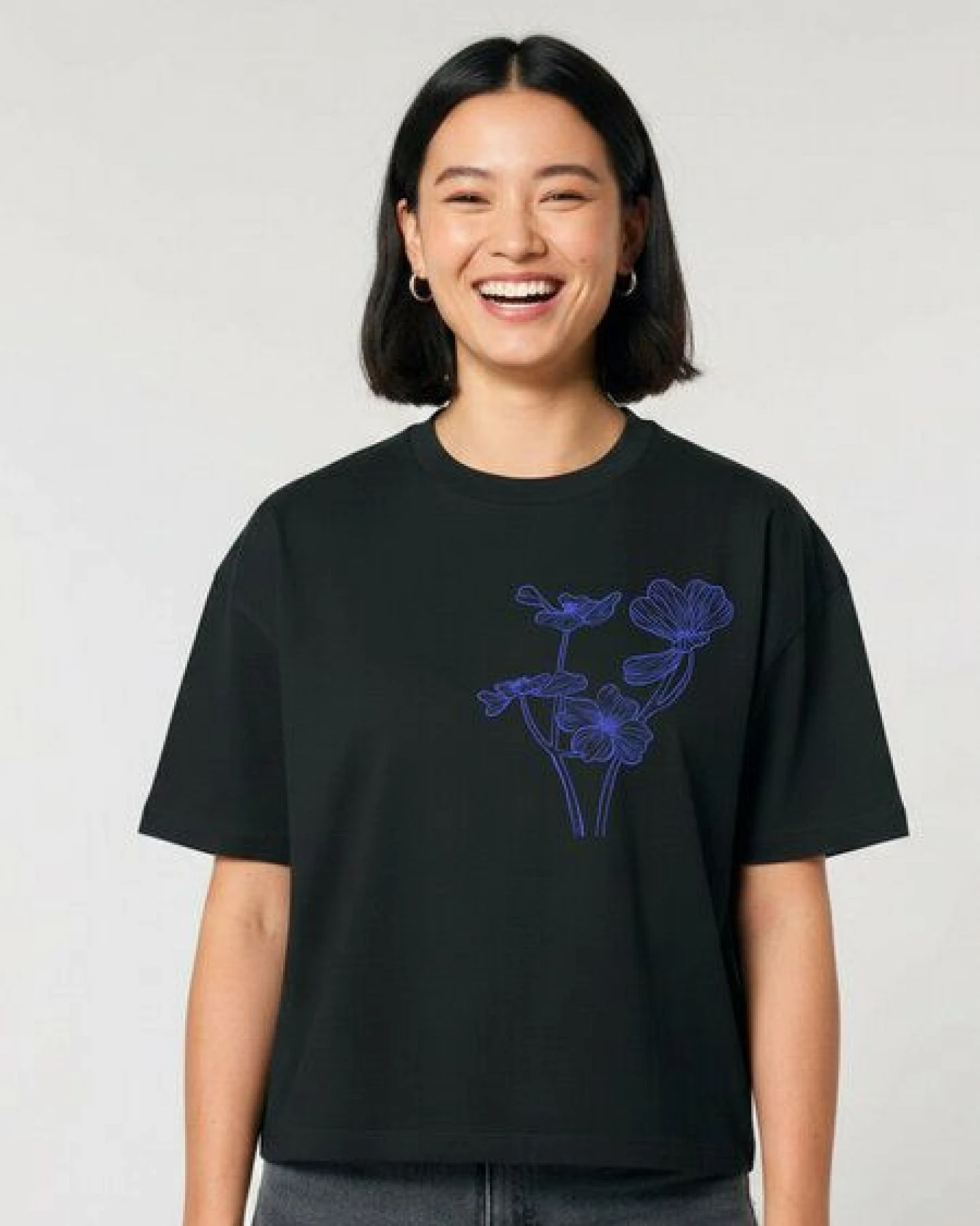 Kultgut Artdesign - Biofair- Boxistyle Shirt / Blue Flower – Ansicht 3