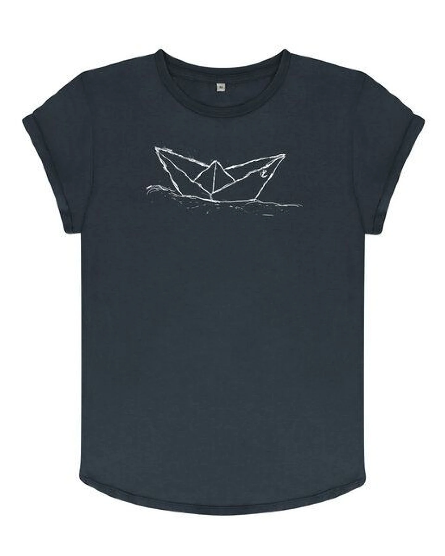 ilovemixtapes Paperboat Papierschiff Rolled Sleeve Damen T-Shirt aus Biobaumwolle – Ansicht 2