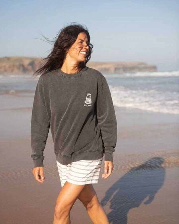FUXBAU Frauen Stay Salty Sweater - salzschwarz