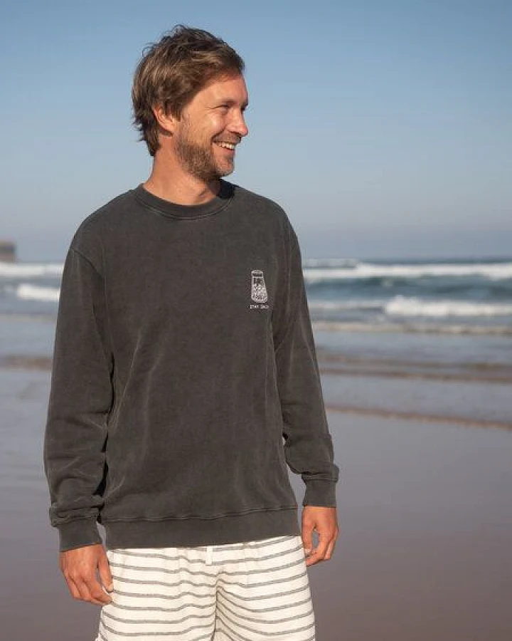 FUXBAU Männer Stay Salty Sweater - salzschwarz