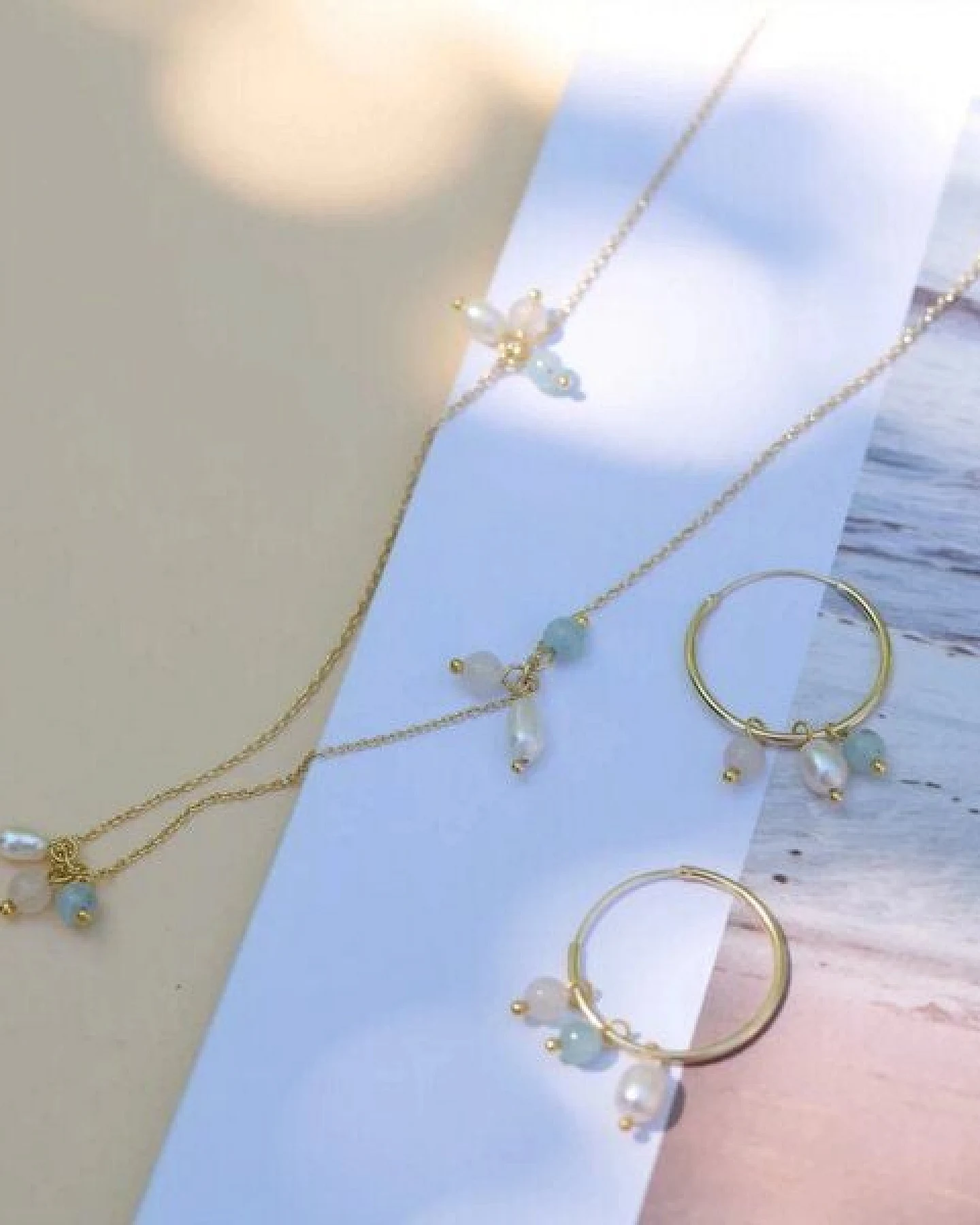 fejn jewelry Kette 'triple gemstone' mit Halbedelsteinen & Süßwasserperle – Ansicht 3