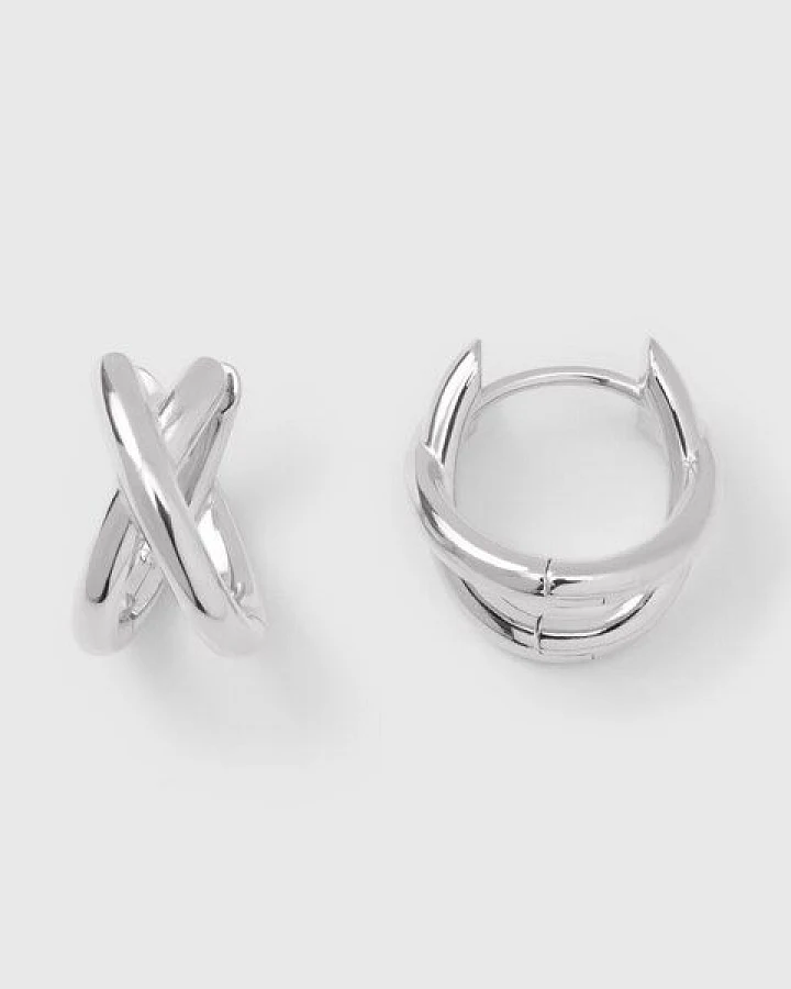 fejn jewelry Ohrringe 'cross huggie' Creole