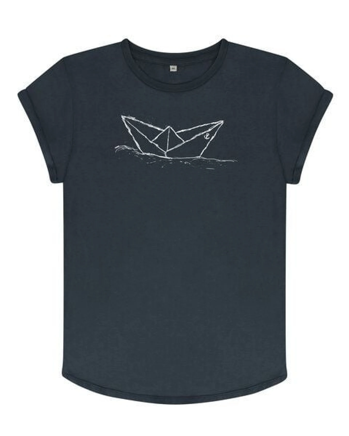 ilovemixtapes Paperboat Papierschiff Rolled Sleeve Damen T-Shirt aus Biobaumwolle – Ansicht 2