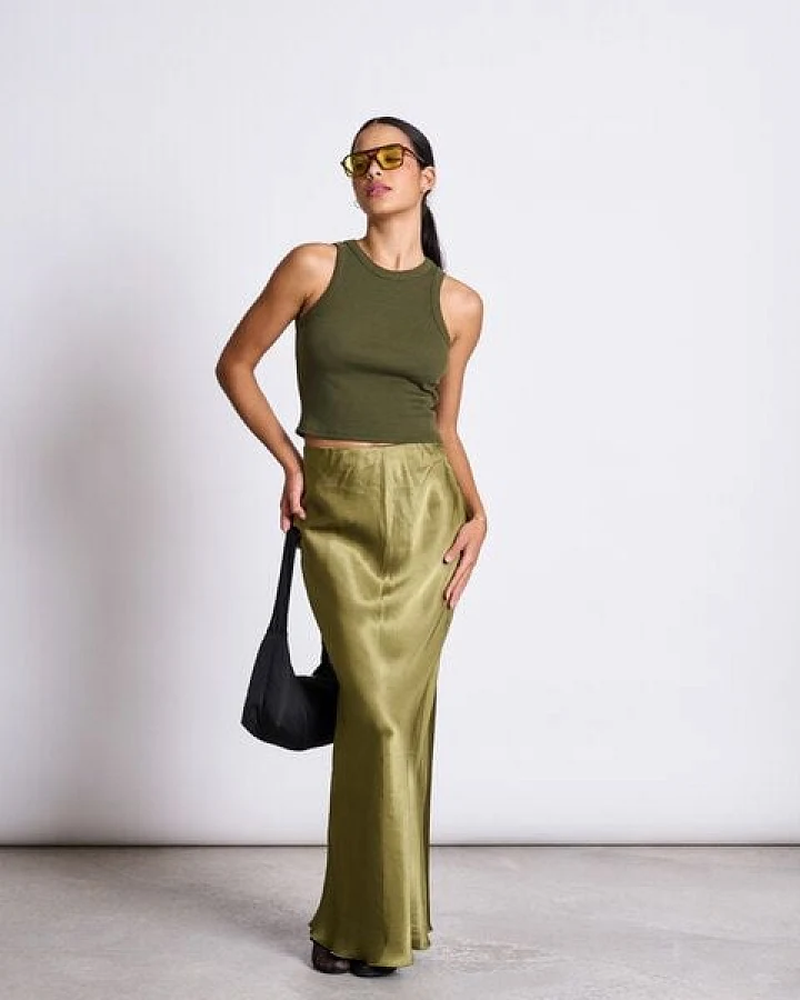 JAN N JUNE Veganer Seidener Maxi Rock SERIN