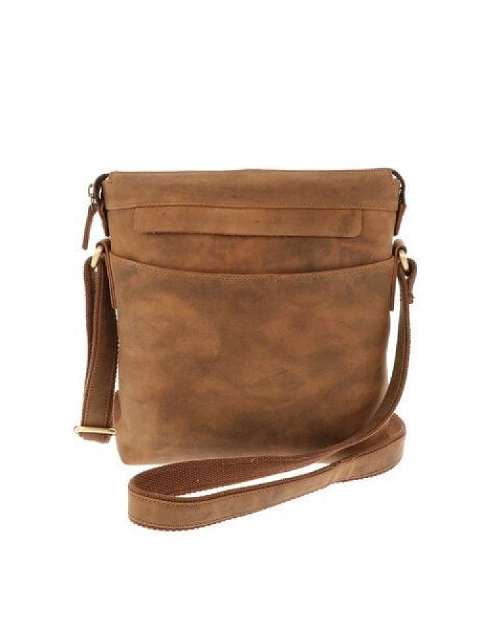 MoreThanHip Umhängetasche aus mattbraunem Vintage-Öko-Leder - Basil