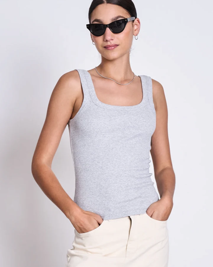 JAN 'N JUNE Damen vegan Rib Top Talli Talli Hellgrau