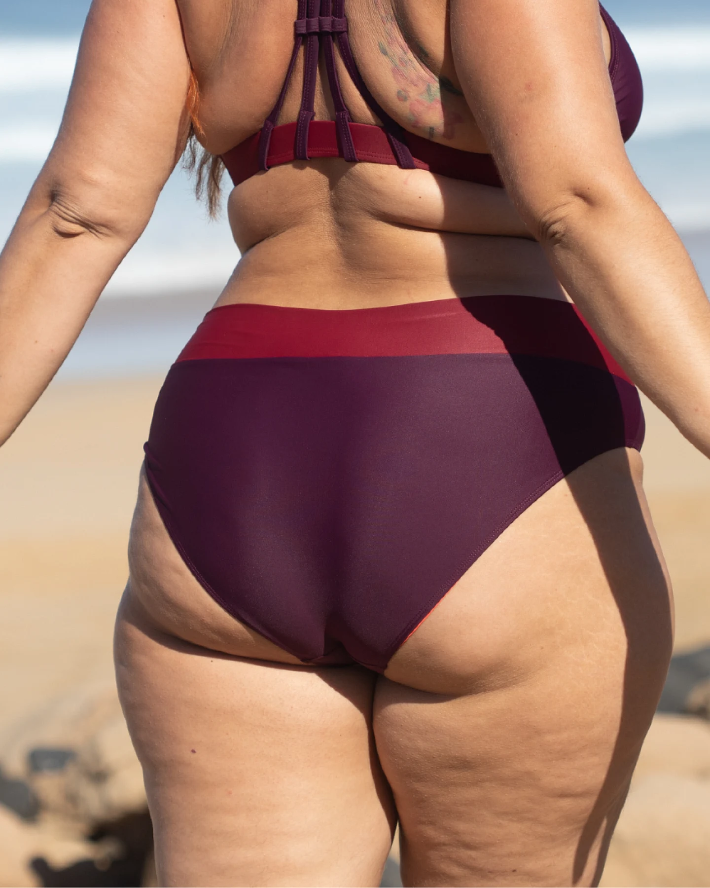 Inaska Damen vegan Bikinihose Soft Waist Flow Berries Berry & Dark Red – Ansicht 2