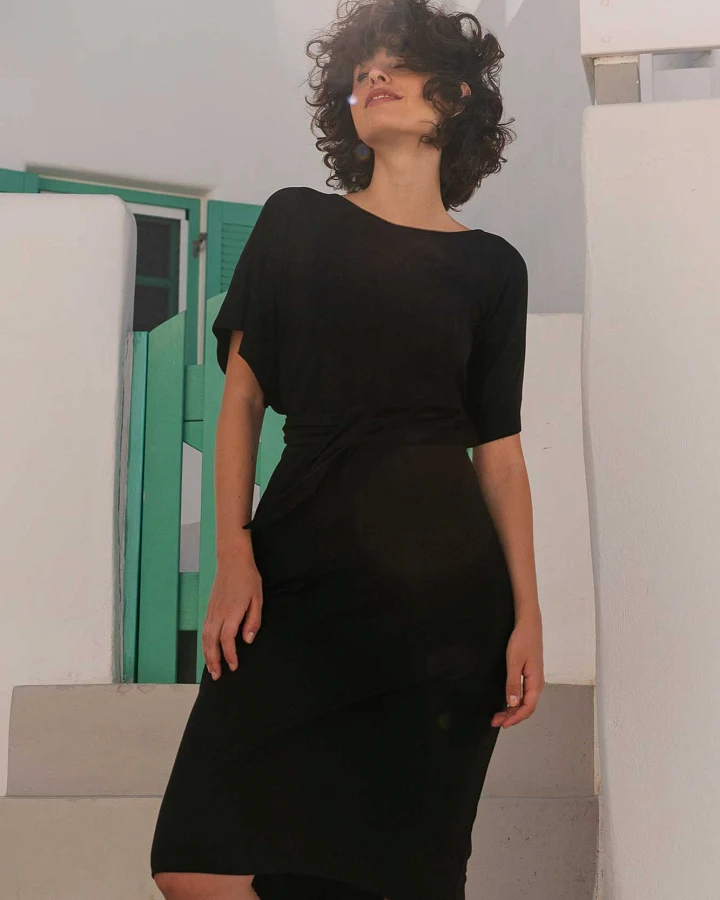 Widda Damen vegan Kleid Anna Schwarz