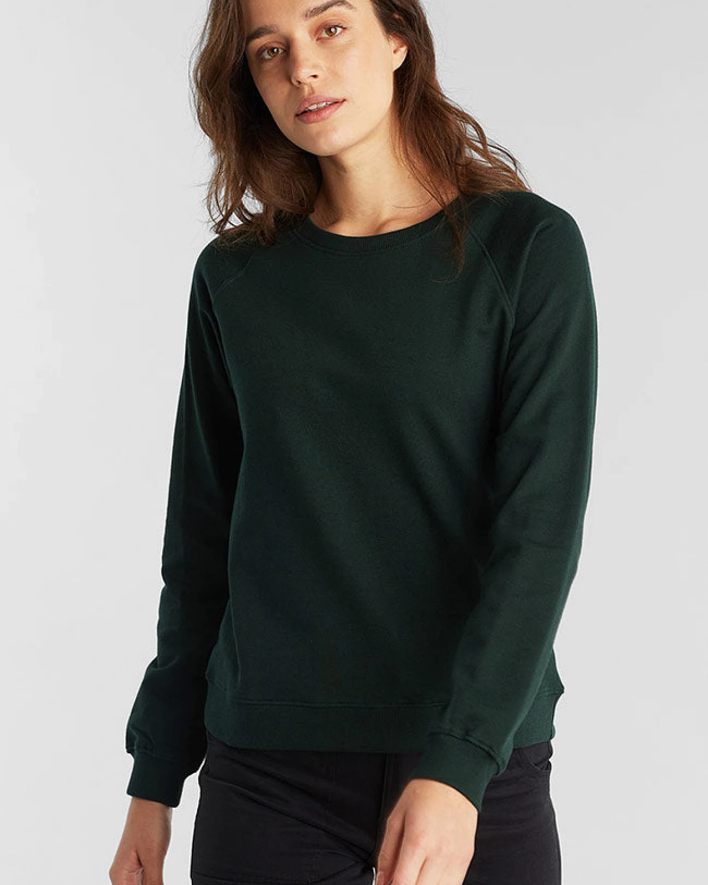 DEDICATED Damen vegan Pullover Ystad Dunkelgrün – Ansicht 2