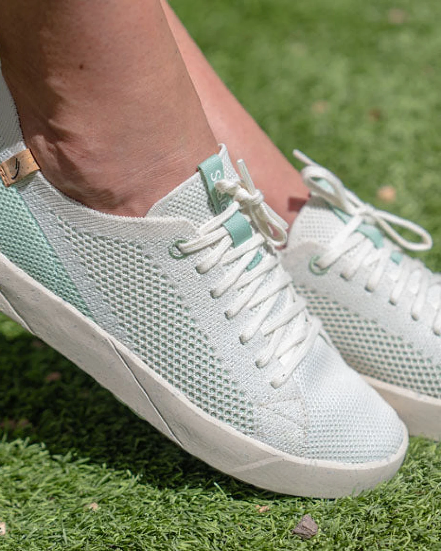 SAOLA Damen vegan Sneaker Damen Cannon Knit 2.0 Weiß / Cameo Grün – Ansicht 2