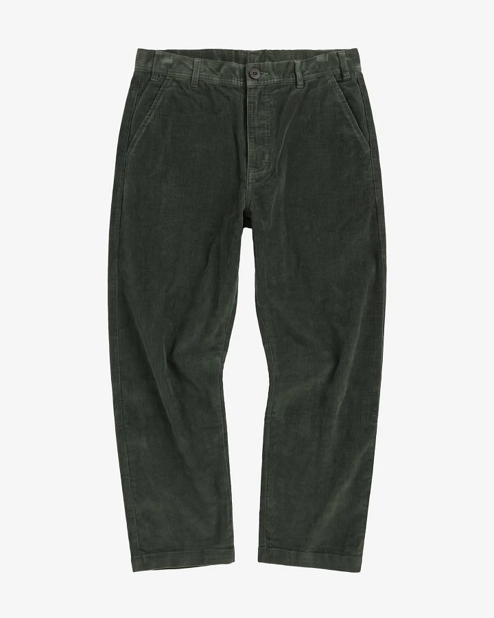 KnowledgeCotton Apparel Herren vegan Chinohose Flint Wide Cord Forest Night Grün