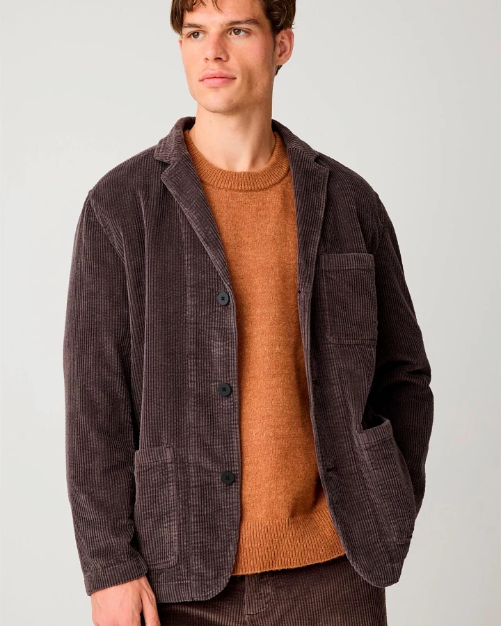 KnowledgeCotton Apparel Herren vegan Blazer Corduroy Schokoladentorte