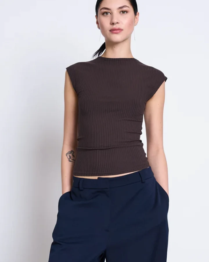 JAN 'N JUNE Damen vegan T-Shirt Rib Apis Mud