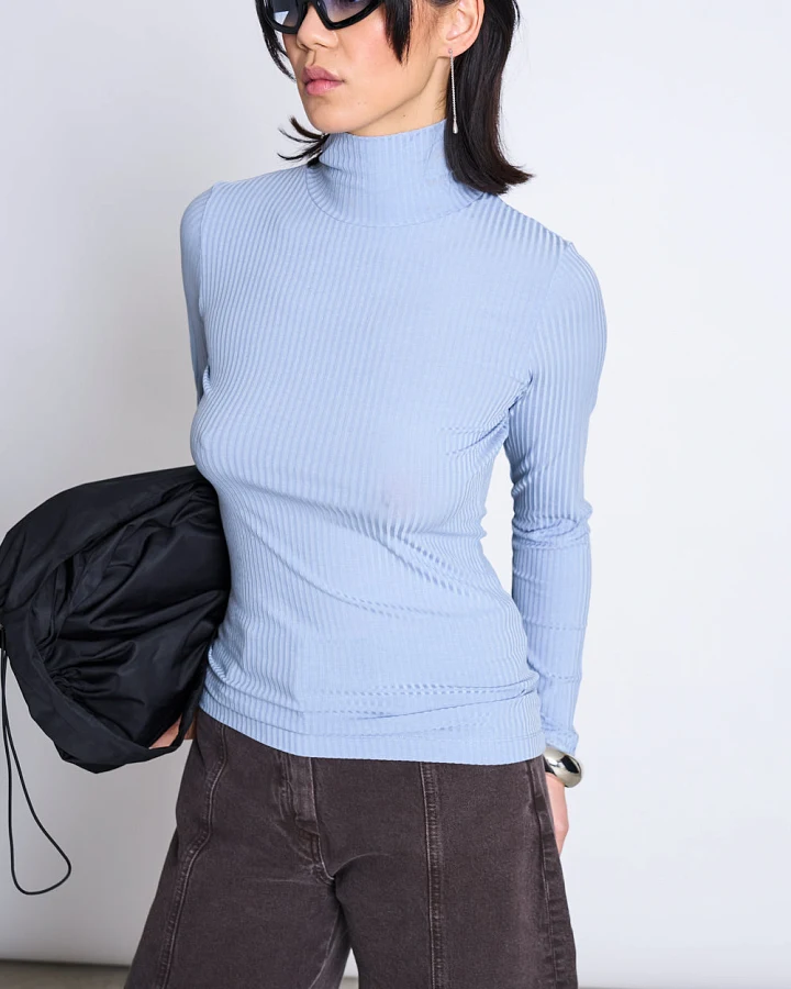 JAN 'N JUNE Damen vegan Rollkragenpullover Mio Mittelblau