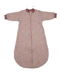 Produktseite: Lilano - Schlafsack mit Arm Wollfrottee-Plüsch mauve geringelt