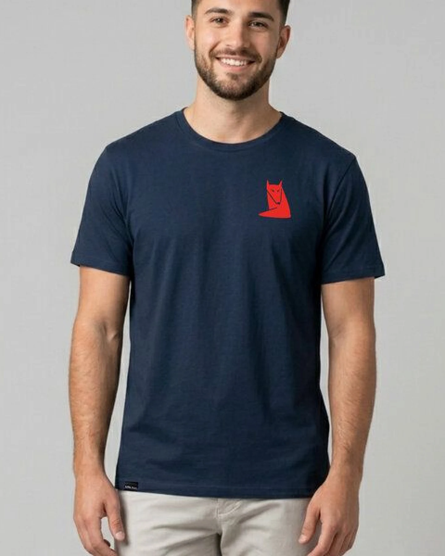 little kiwi Herren T-Shirt, "Fuchs", Navy, Dark Heather Indigo – Ansicht 2