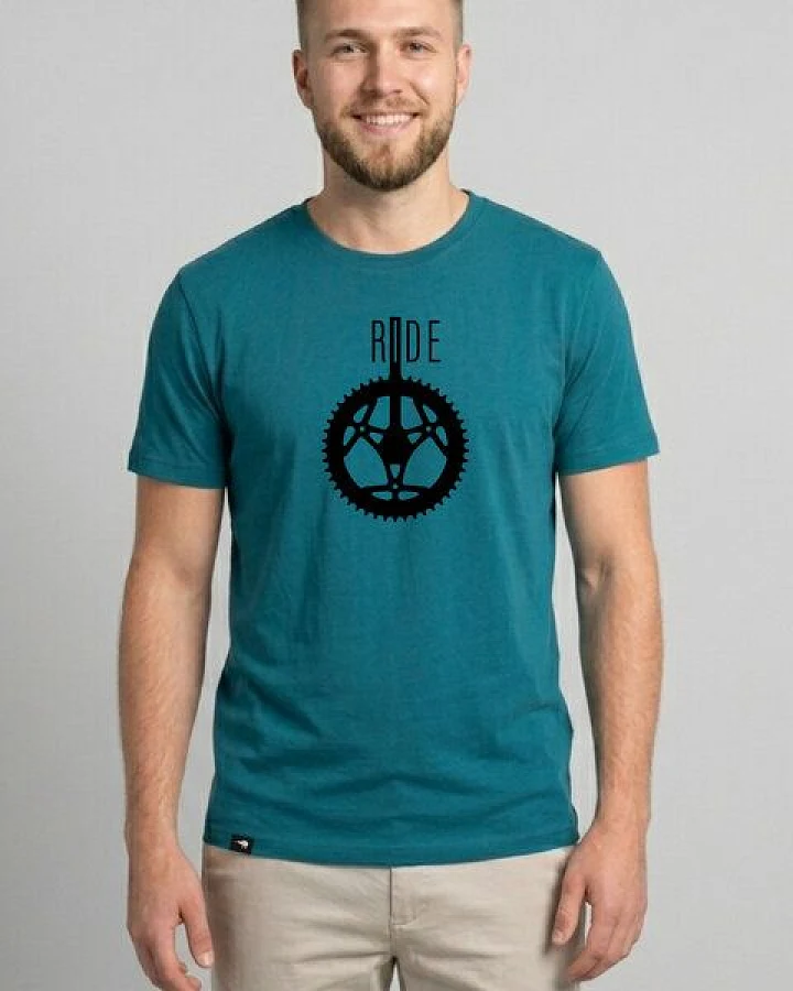 little kiwi Herren T-Shirt, "Ride", Ocean Depth, Heather Ice Blue