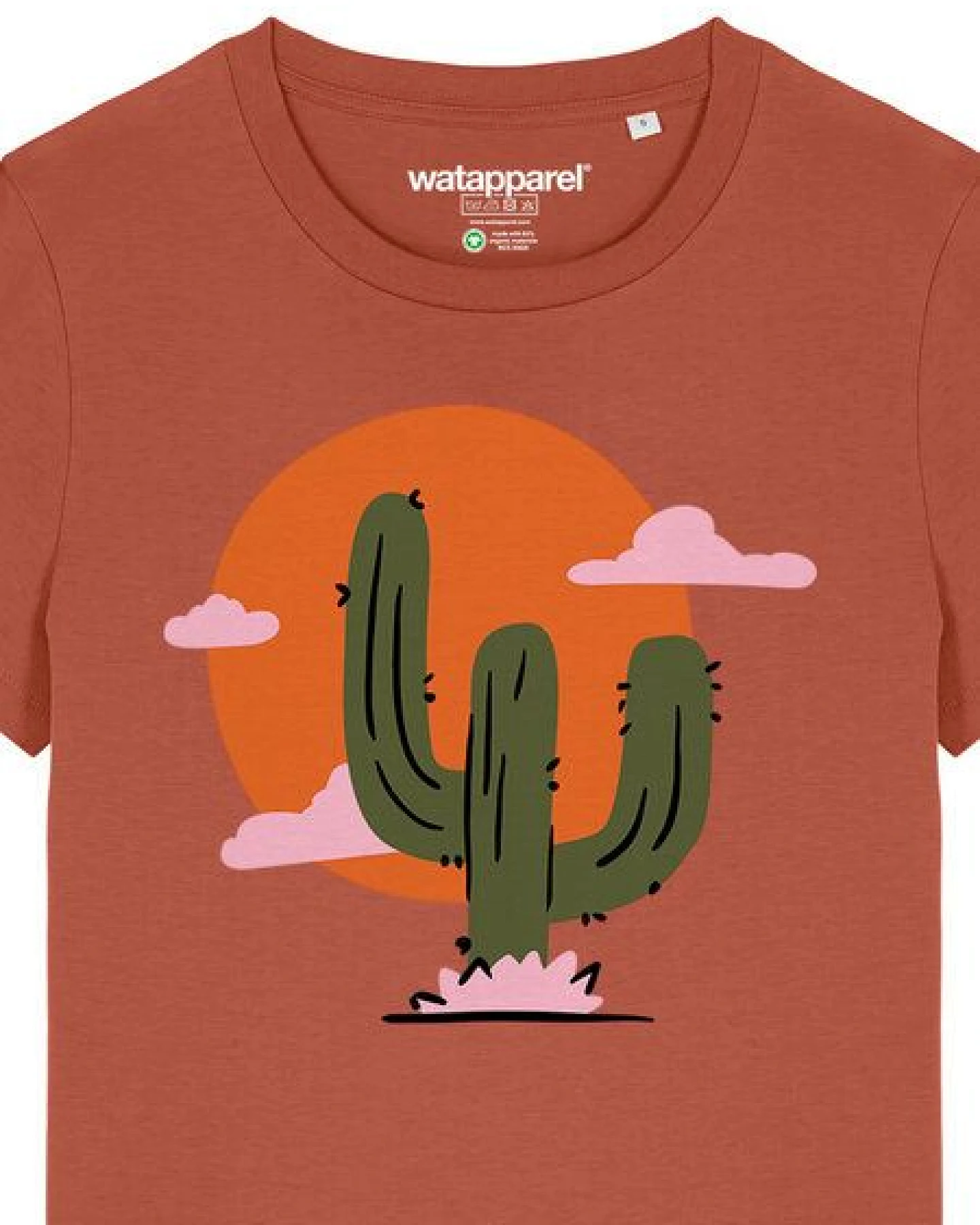 watapparel T-Shirt Frauen Kaktus im Sonnenuntergang – Ansicht 3