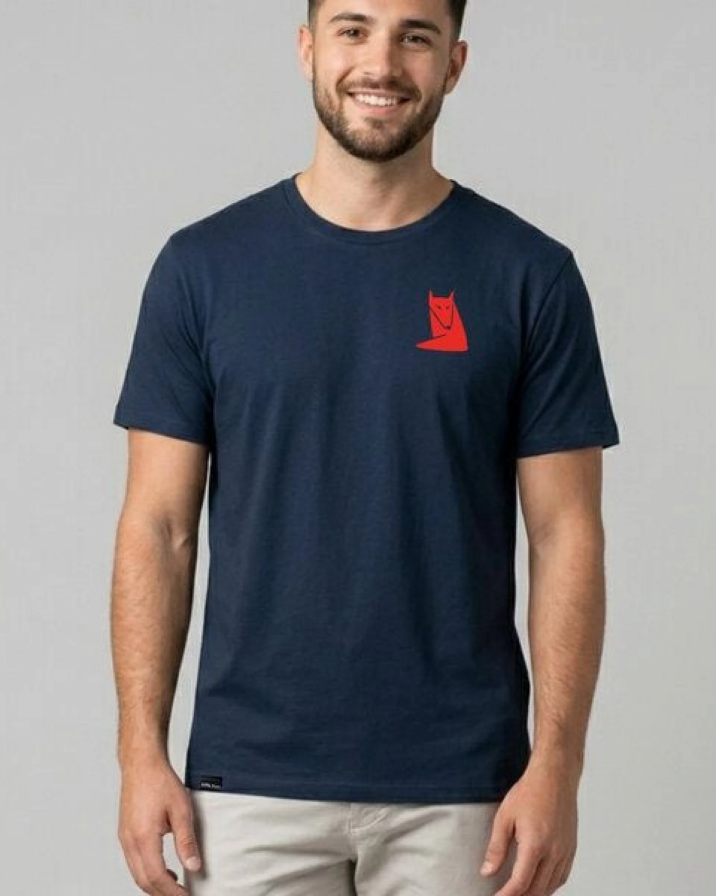 little kiwi Herren T-Shirt, "Fuchs", Navy, Dark Heather Indigo – Ansicht 2