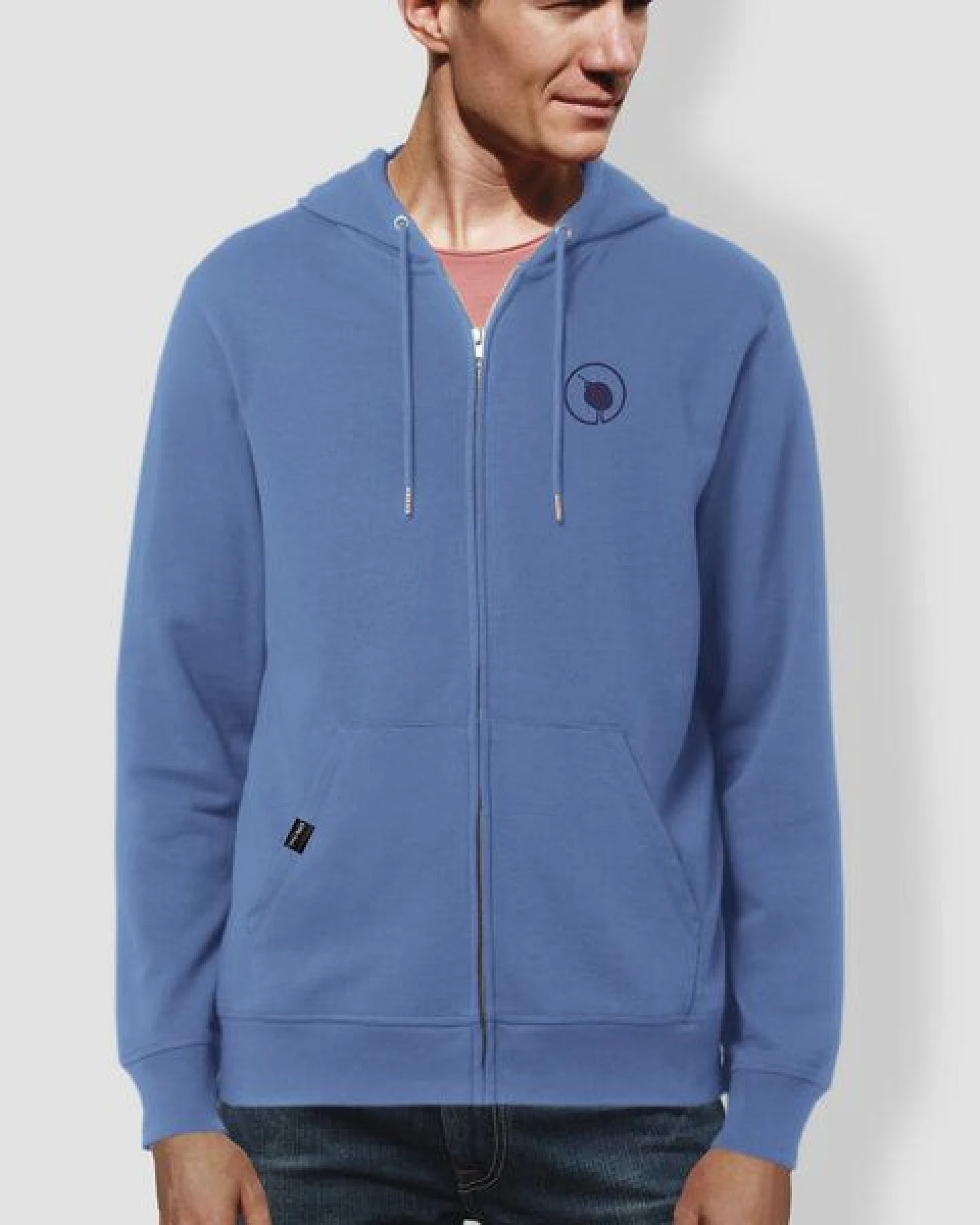 Herren Hoodie, "little kiwi", Burgundy, Bright Blue – Ansicht 2