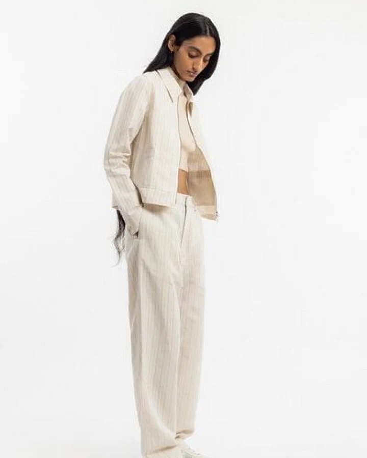 Rotholz kurze Jacke Leinen Mix - Creme