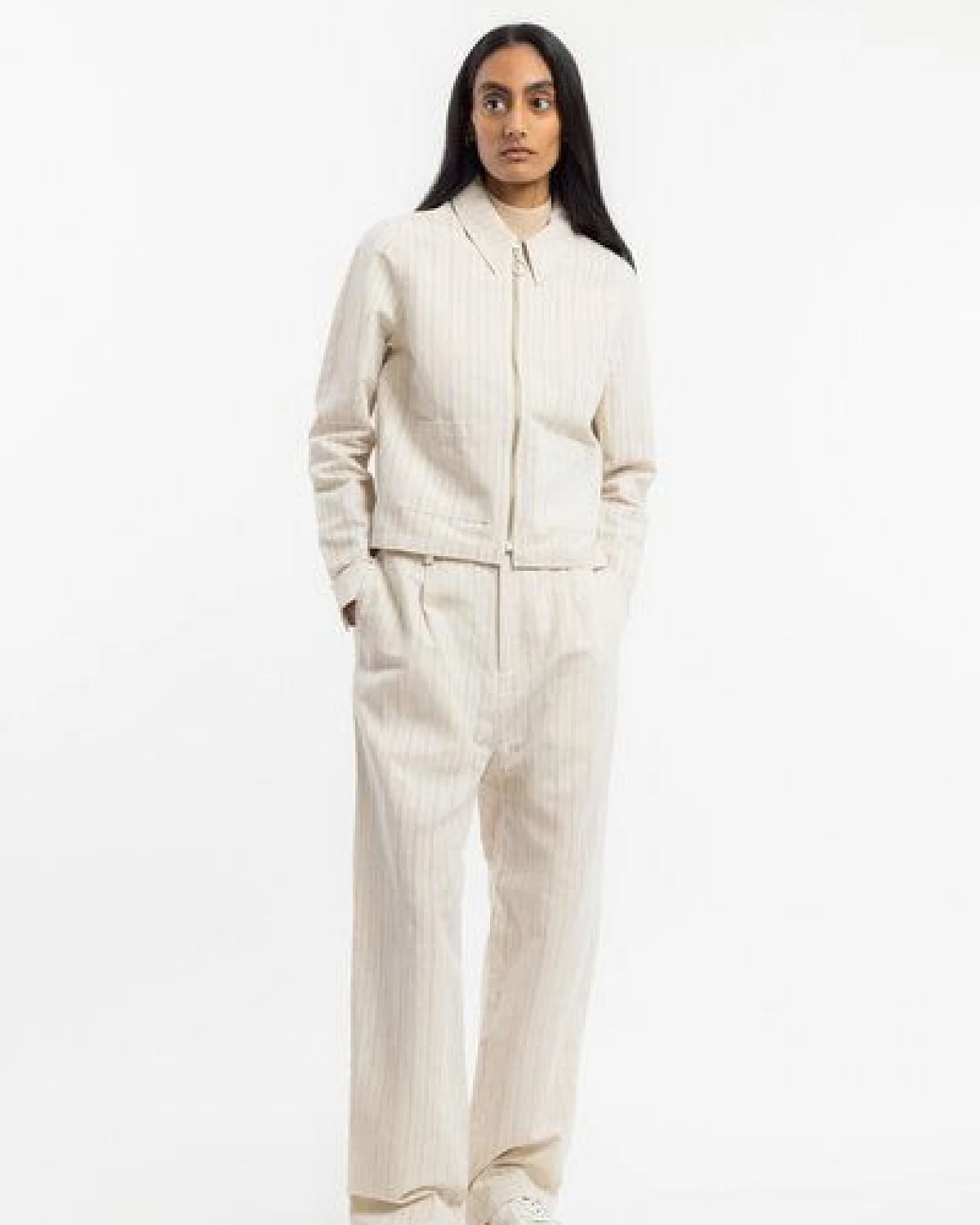 Rotholz kurze Jacke Leinen Mix - Creme – Ansicht 2