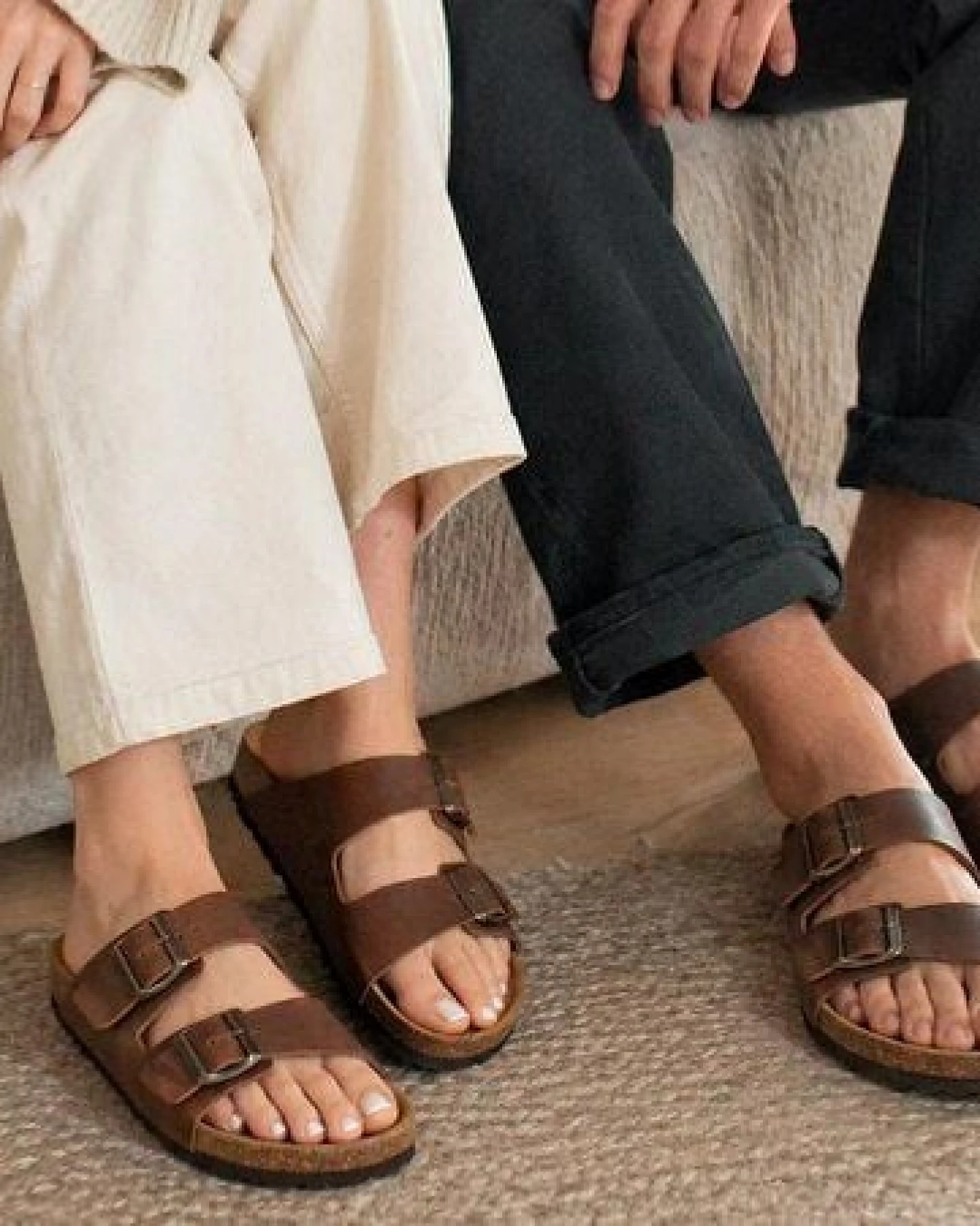 Tuffeln Leder-Pantoletten Föhr mit weichem Kork-Fußbett Zweischnaller-Sandalen – Ansicht 4
