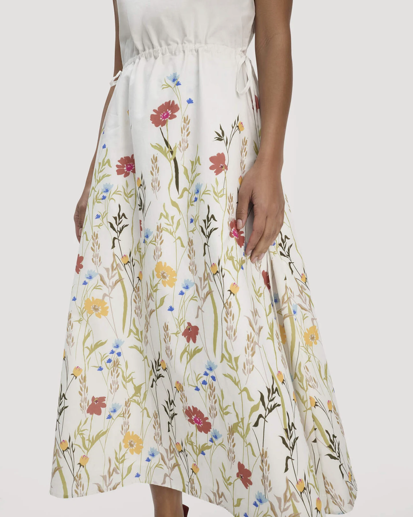 hessnatur Damen Kleid A-Linie Midi aus Bio-Baumwolle - natur - Größe 46 – Ansicht 3