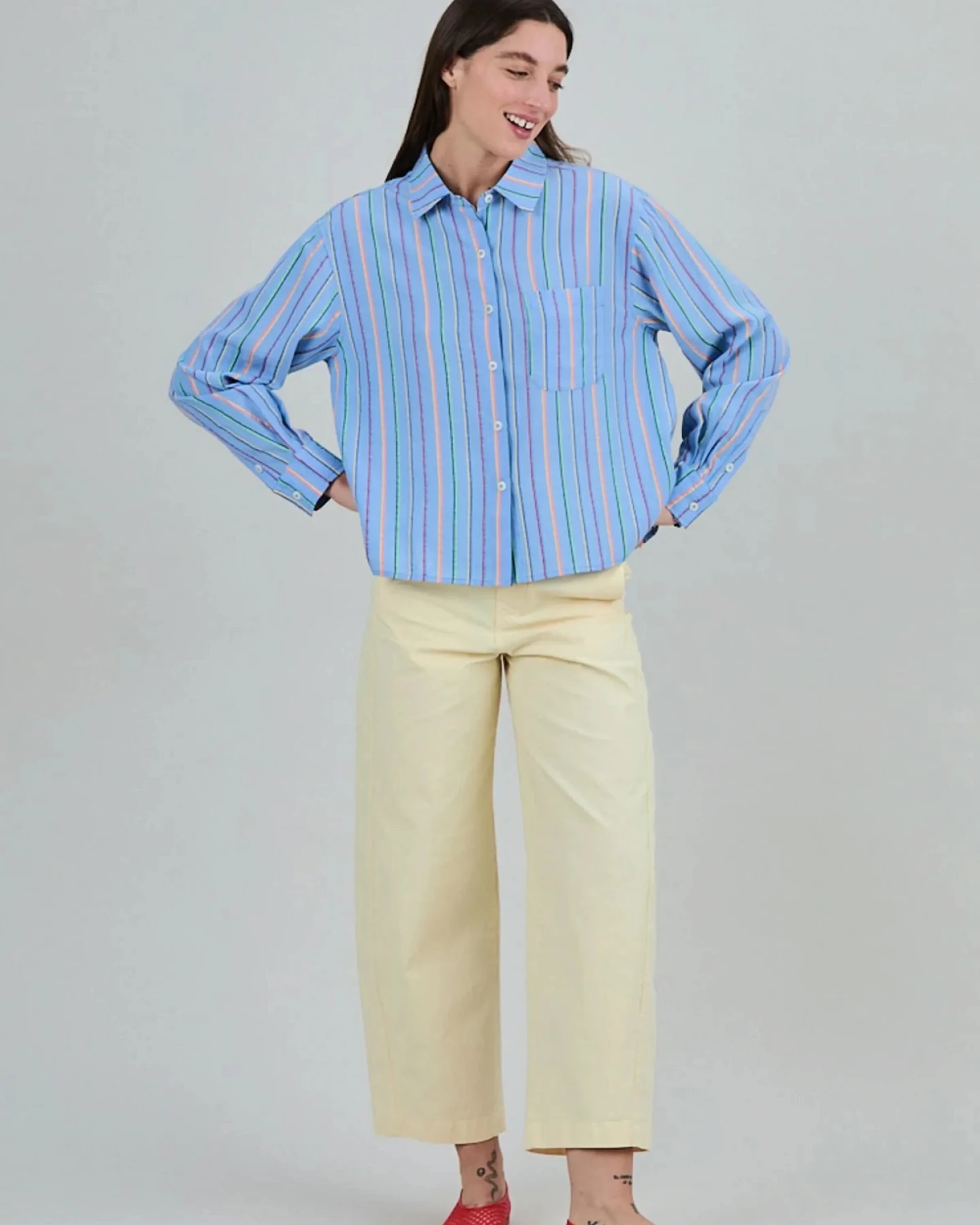 Bluse Stripes Boxy Blau – Ansicht 2