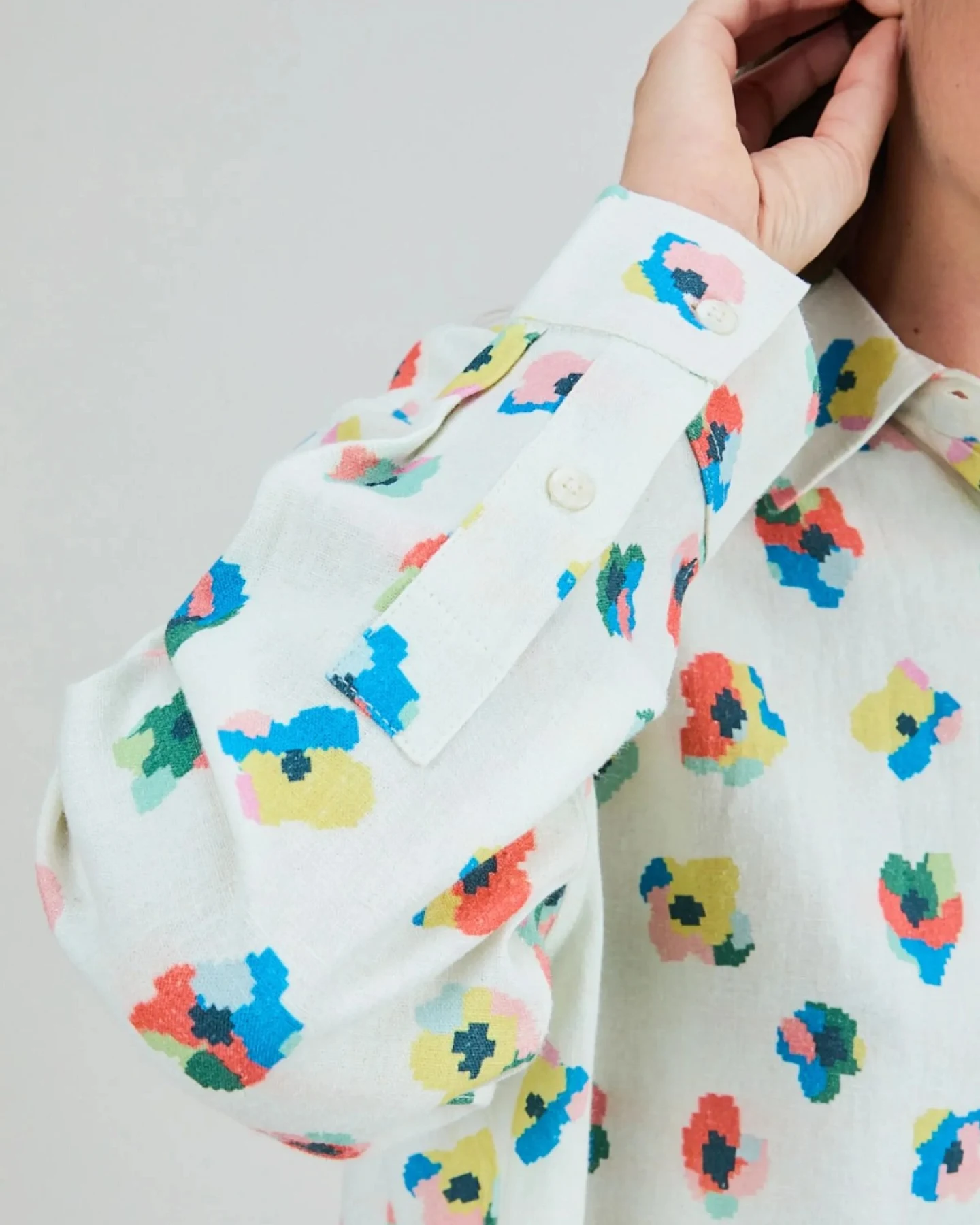 Bluse Mini Flower Boxy Off White – Ansicht 2