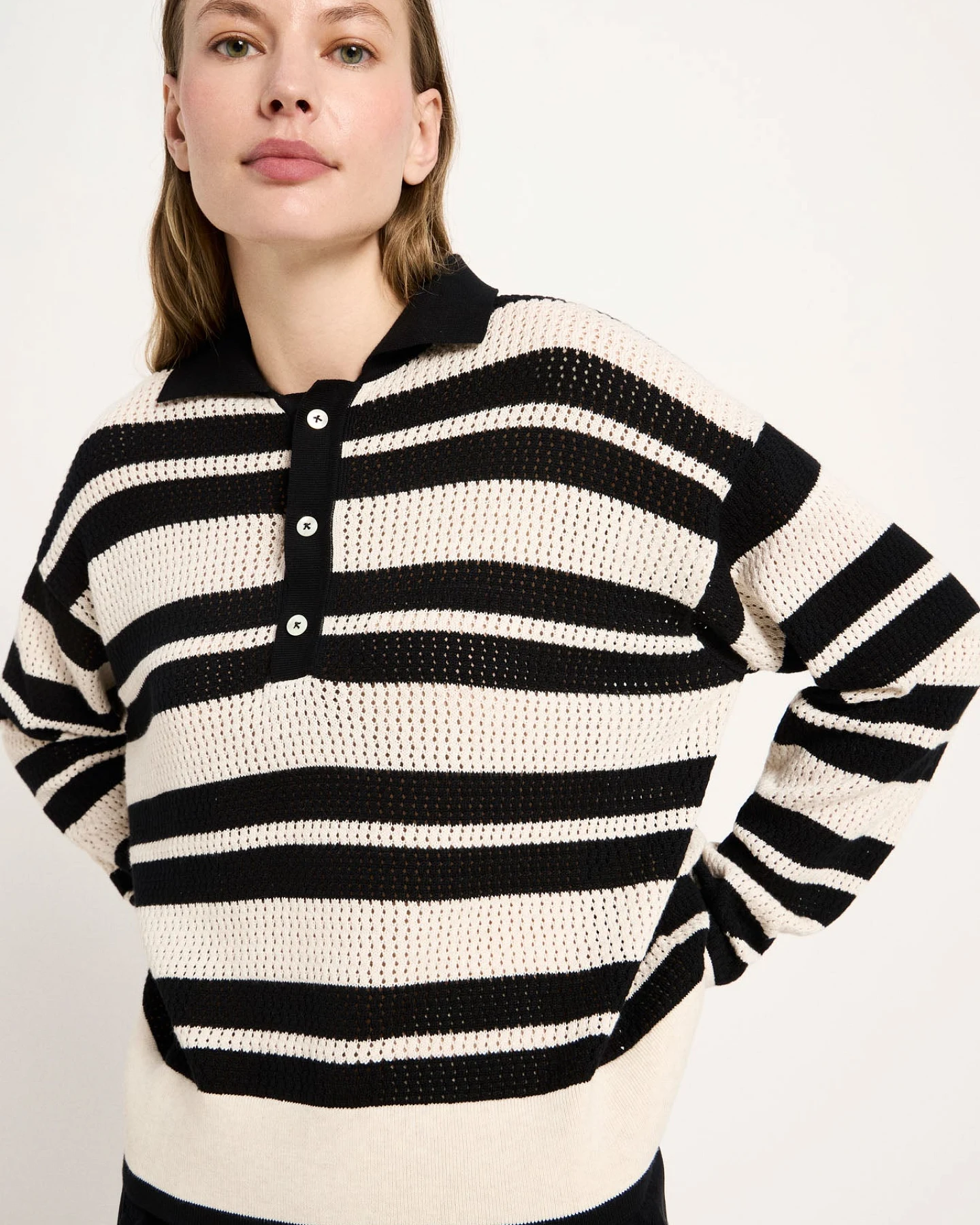 Pullover mit Polo-Kragen (GOTS) – Ansicht 3